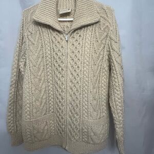 Gaeltarra Wool Cable Cardigan Sweater.